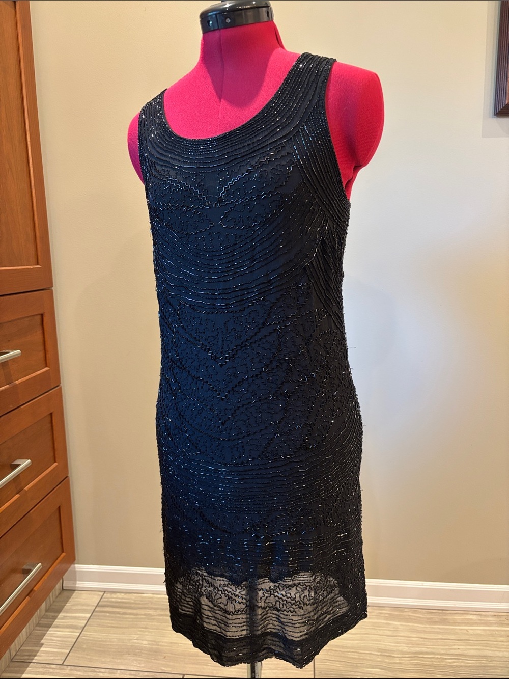 GORGEOUS 🪩 Daily Couture Hand Beaded Black Sparkling Cocktail Dress Sz XS/ 0-
